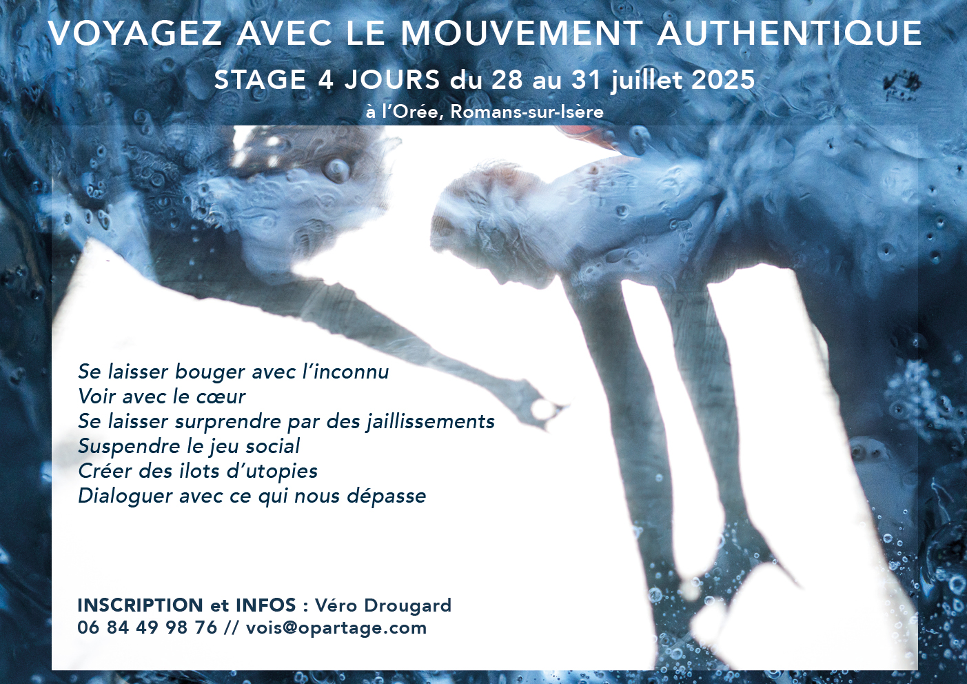 Véro Drougard affiche stage ete MA horizontal Véro Drougard mouvement authentique